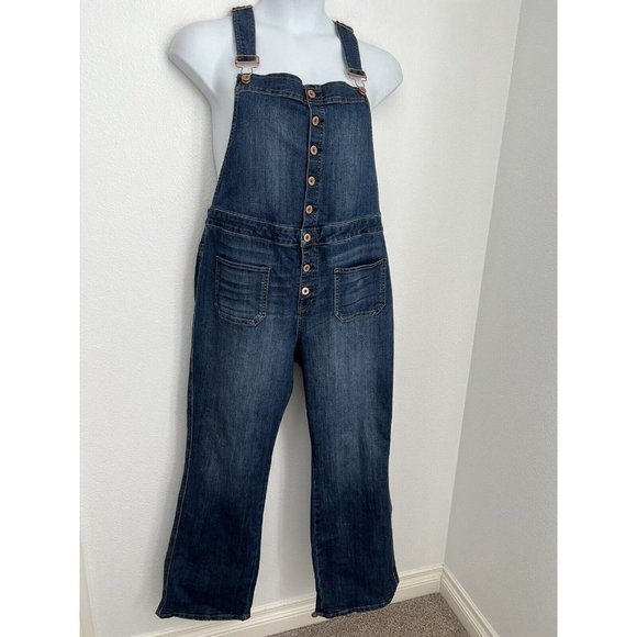 American Rag Overalls Womens Size 17 Juniors Wide Leg Denim Button Front Dark - Picture 1 of 9